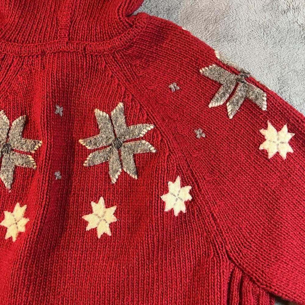 Eddie Bauer Collections Holiday'08 Wool Snowflake Hooded Cardigan Sweater‎ XXL - Picture 10 of 13